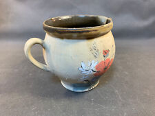 Ancien pot à crème pot à lait en terre cuite peinte déco de fleurs déco chalet