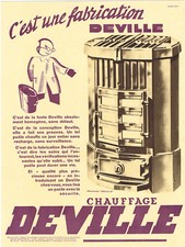 *** Chauffage DEVILLE - Cheminée HELLA-X *** publicité - 1935 - format 25 x 33