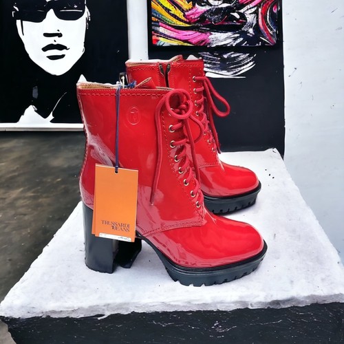 Bottines femme rouge cuir - bottines,