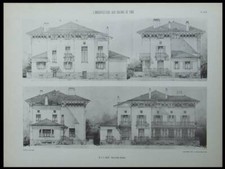 VILLA A SETE - 1906 - 2 GRANDES PLANCHES ARCHITECTURE, COSTE