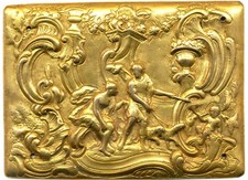 Plaquette bronze doré scène - plaquette,