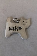 Pendentif chat métal argenté
