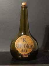 Holmegaard Pharmacie Bouteille Verre Soufflé Vert Décoré Main Tr Stramon