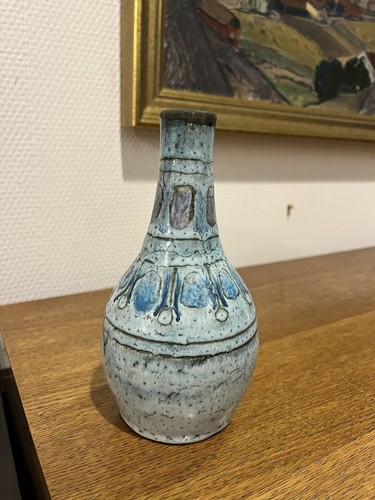 Vase céramique bleue signé - céramique,