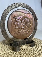 Rare Gong cuivre Et Fer Forgé Couple Breton Décorative Vintage