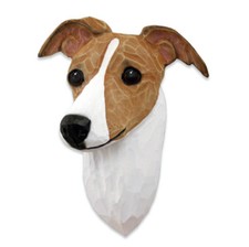 Figurine De Plaque En Tête De Lévrier Italien Fawn/Blanc