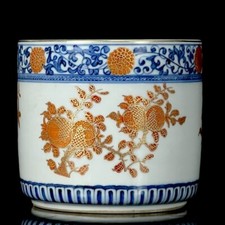 5 "Turquoise fleur verte rouge porcelaine 3 fruits brosse pot crayon vase