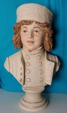 39 cm sculpture buste bernard bloch 19 eme majolique art deco nouveau jugendstil