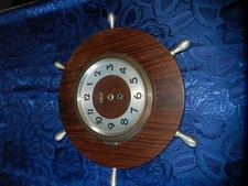 PENDULE BAYARD BARRE A ROUE ANCIENNE EN BOIS ALUMINIUM BATEAU DÉCORATION MARINE 