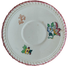 vintage ASSIETTE PORCELAINE DECOR FLORAL FLEURS LONGWY PEINT MAIN