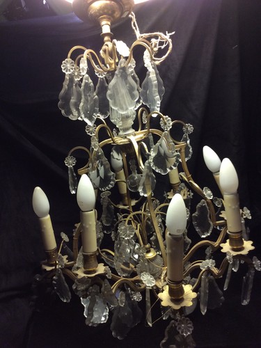Lustre cage ancien pampilles - cage,