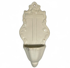 Bénitier faïence Jules Vieillard Johnston No Creil Blanc 19th religion 1845-65