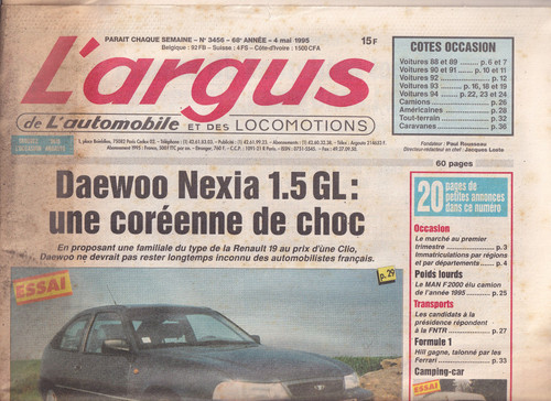 Argus 3456 daewoo nexia - n°3456,