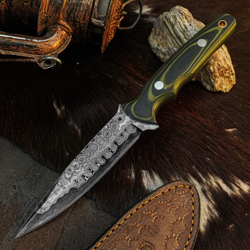 Damascus dagger knife - 9.0",