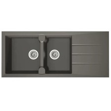 STRADOUR Evier cuisine a encastrer 2 bacs + 1 égouttoir Aloa - Résine - 116 x...
