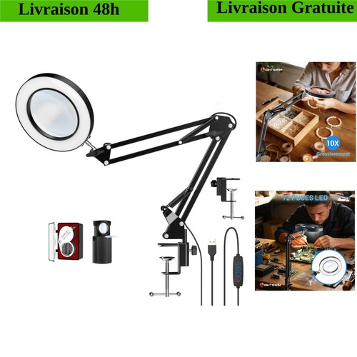 Loupe led 10x - 10x, avec