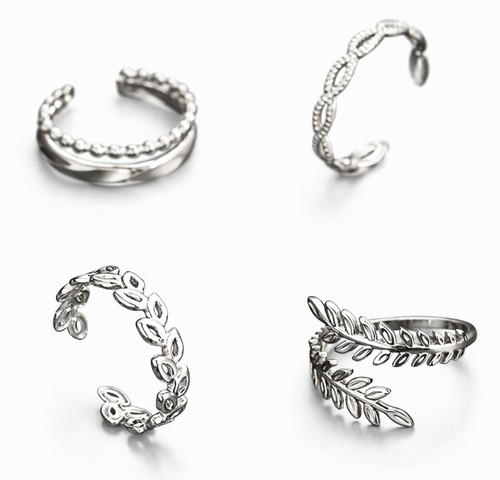 Bague feuille argentée femme