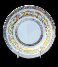 Assiette or et platine porcelaine Coquet Limoges modéle Amboise 16 cm