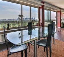 Table a diner "Draenert" en verre et nickel mat 8/ 10 personnes