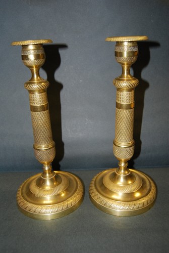 Paire bougeoirs laiton - paire, en