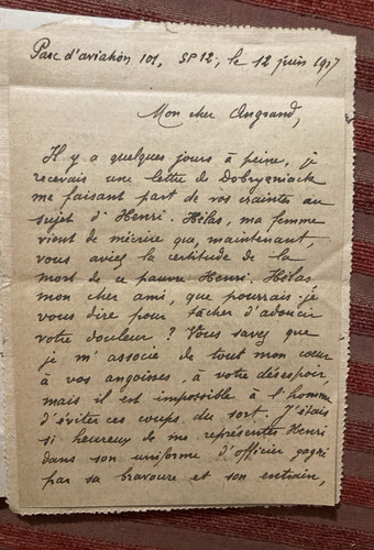 Lettre condoleance manuscrit - lettre,