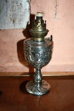 Lampe A Petrole Napoleon III En Cuivre métal Argenté art nouveau