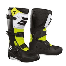 Bottes De Moto Cross Enduro Shot Race 4 Noir Blanc Jaune Fluo