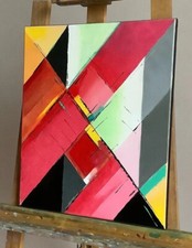 Tableau peinture huile - Abstrait contemporain  Art moderne géométrique