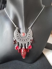 collier verre de Murano, Bohème, jaspe  et chaine en argent création unique