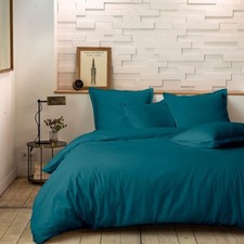 Housse de couette 220x240 cm + 2 taies 100% Percale de Coton 80 fils Émeraude