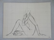 Bernard BOUTET De MONVEL(1881-1949).Femme assise.Dessin crayon sur papier,v 1925