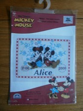 Grille Point de Croix DMC : Tableau prénom Mickey ref. BL468/70