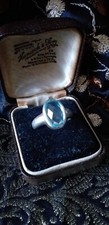 Bague ancienne vintage années 1940 aigue-marine bleue en argent sterling 925 ...