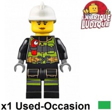 Lego Figurine Minifig City pompier fire femme casque blanc lampe torche cty0627