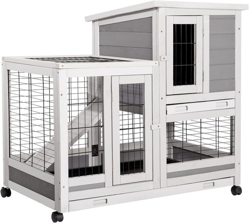 Cage lapins bois sur - lapins,