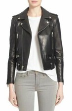 Blouson motard noir en cuir