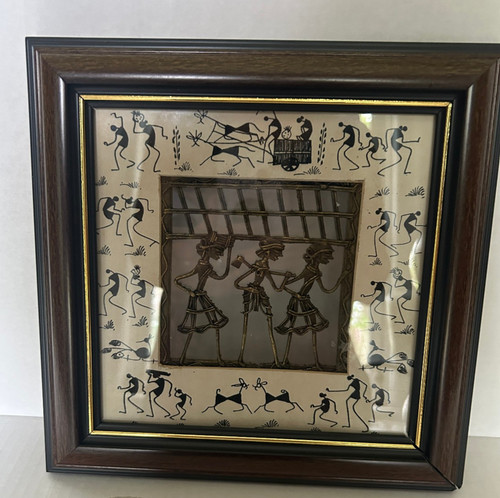 Framed wharli art tribal - 3d,