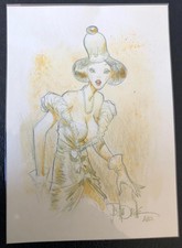 ATTENTION SUPERBE DESSIN ORIGINAL DE  JEAN BAPTISTE ANDREAE FEMME FEUILLE  TBE