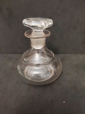Fiole Flacon Ancien En Verre Et Son Bouchon De Verre Hauteur 9,5 Cm
