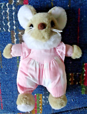 NP  / DOUDOU  PELUCHE  VINTAGE SOURIS ROSE BLANC  TARTINE ET CHOCOLAT TTBE