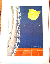 MADY DE LA GIRAUDIERE. Lithographie  couleur. Le chat lune. Ed. Grésivaudan 1992