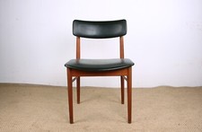 Série de 8 chaises Danoises en Teck, Skai noir et Laiton par Sven Chrobat/Sax.