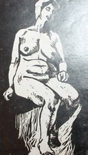 Vintage nude woman art print