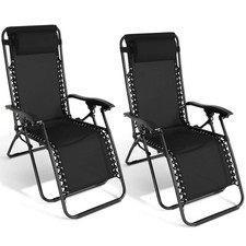 Lot de 2 fauteuils de jardin inclinables RELAX grand confort noir