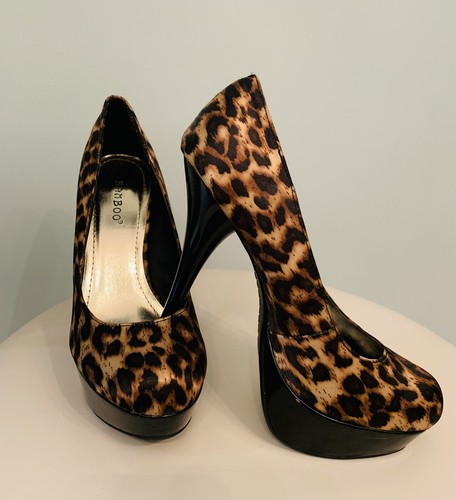 Bamboo cheetah high heel 5 - bamboo,