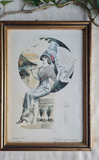 ANCIENNE GRAVURE LA FEMME CHIC LITHO SOUS VERRE