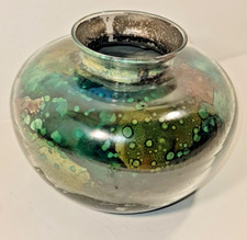 ANCIEN VASE EN VERRE LAQUÉ SIGNÉ PAR JEAN Noël BOUILLET