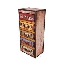 Commode Style Vintage Meuble À 5 Tiroirs Colorés Avec Poignées Décoration Maison