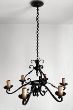 Luminaire Fer Forgé - Lustre Mousquetaire Electrifié - Collection 1950