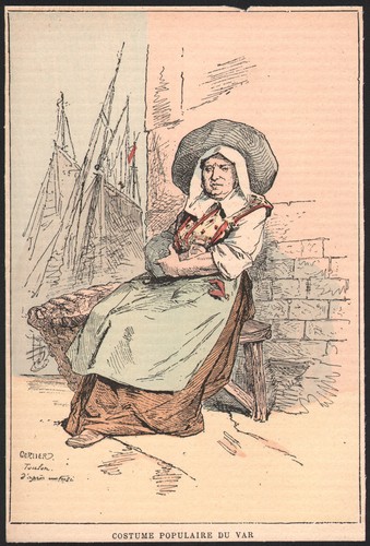 Ancienne gravure aquarellée